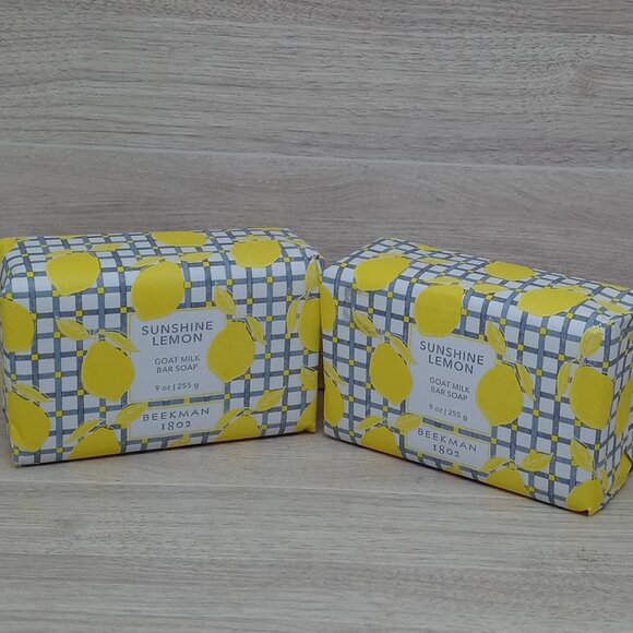 (2) BEEKMAN 1802 GOAT MILK BAR SOAP - SUNSHINE LEMON 9oz. - Picture 2 of 3